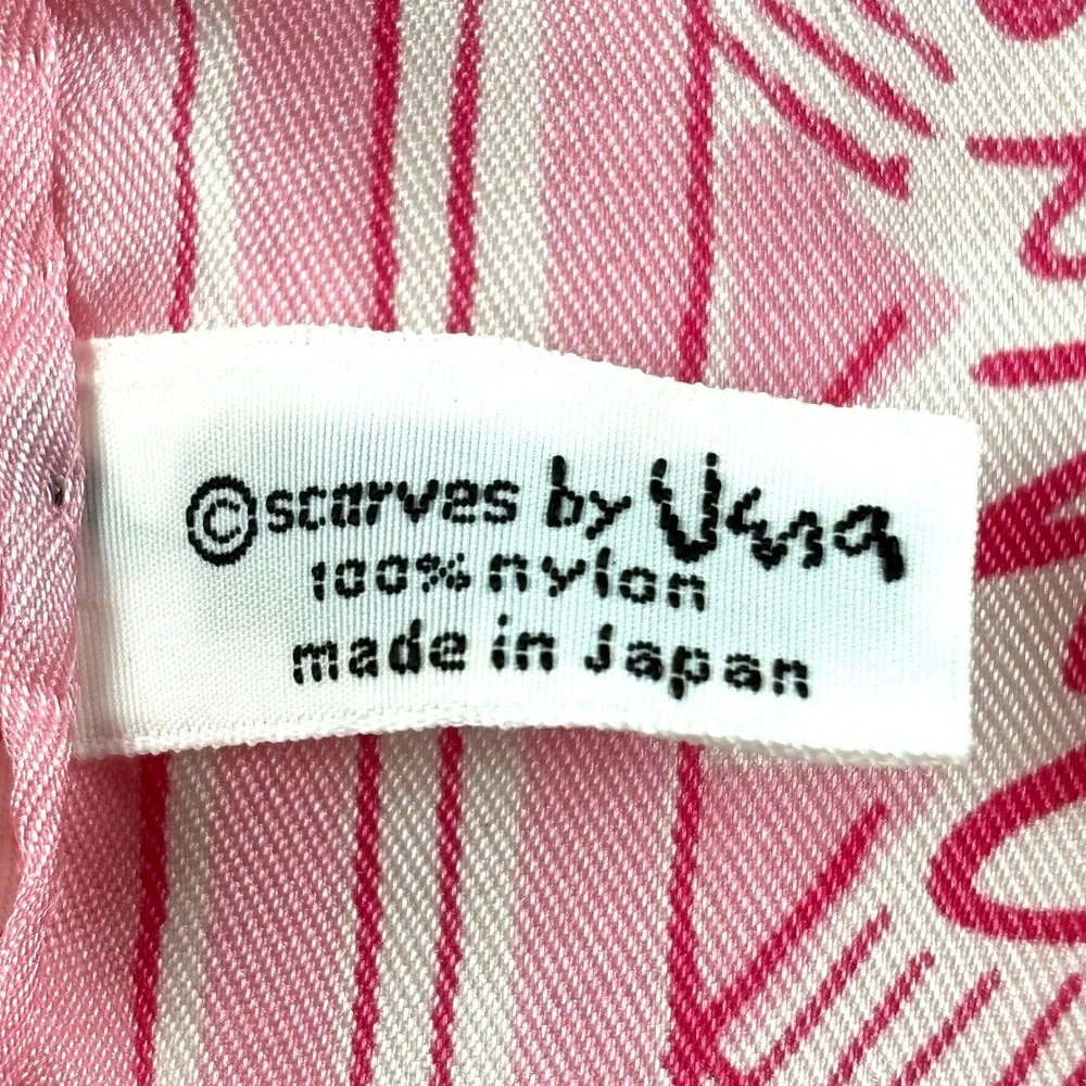 Vera Neumann Scarf Women Pink Vintage Geometric Nylon Made In Japan Barbiecore
